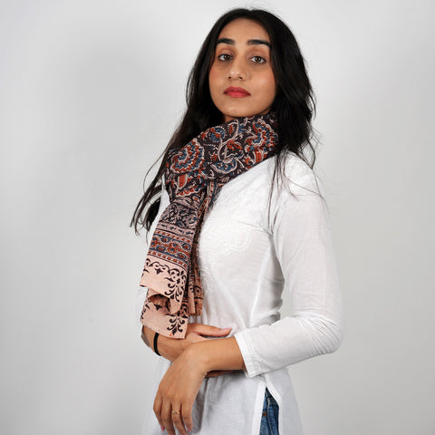 Indian Scarves Women's Kalamkari cotton stole Size  55x194 cm