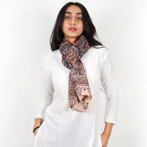 Indian Scarves Women's Kalamkari cotton stole Size  55x194 cm