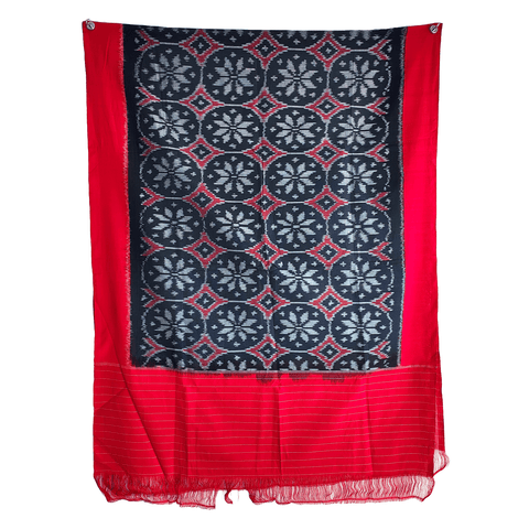 Eternal Beauty Handwoven Pochampally Ikat Silk Dupatta with Zari Elegance