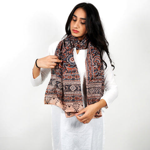 Indian Scarves Women's Kalamkari cotton stole Size  55x194 cm