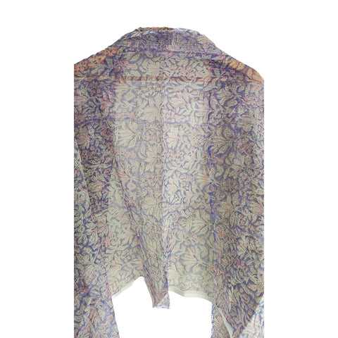 India Scarves Bagru Hand Block Floral kota Doriya silk cotton Dupatta (Purple)