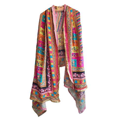 Pakistani Digital Printed Chinnon Fancy Heavy Mirror Work Dupatta