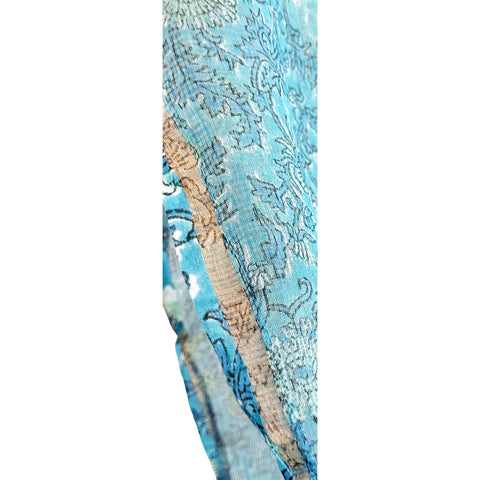 India Scarves Kota Doria Cotton Silk Blue Color Floral Dupatta…