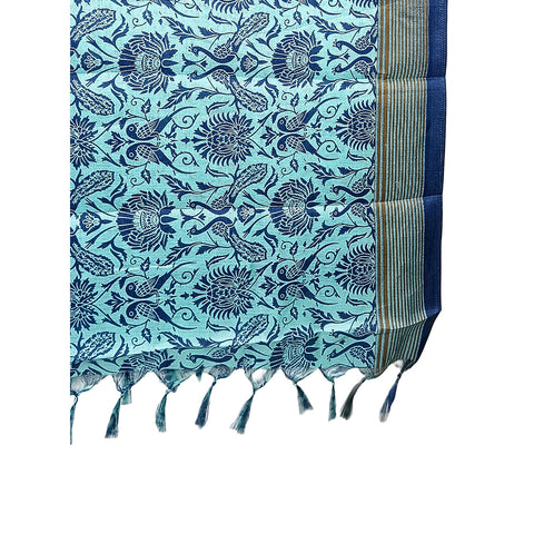 Art Silk parrots Design Printed Dupattas with Tassels