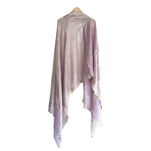 Fendi Fabric Dupatta with Bead Floral Work, Gota Lace Border