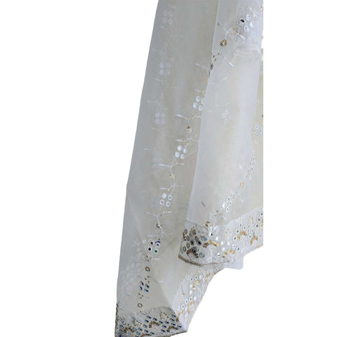 India Scarve's Net Cut Goldan Embroidered Floral Design  Dupatta