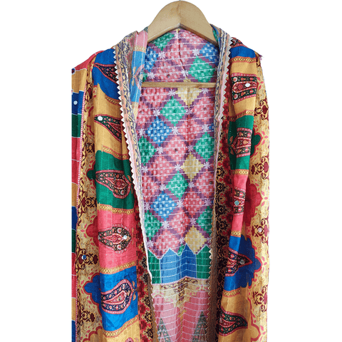 Pakistani Digital Printed Chinnon Multicoloured Dupatta With Heavy Mirror Work