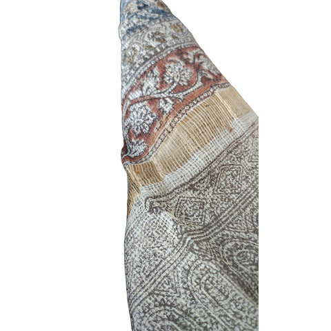 India Scarves Kota Doria Kalamkari Cotton Silk Dark Blue Colour Floral Dupatta