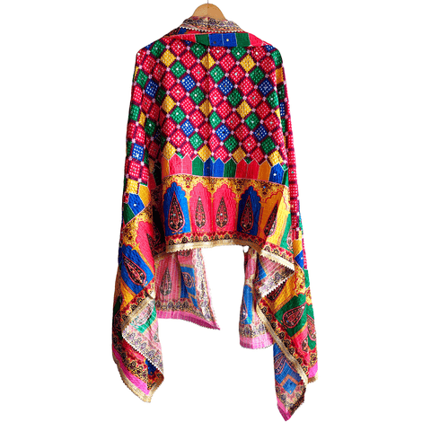 Pakistani Digital Printed Chinnon Multicoloured Dupatta With Heavy Mirror Work