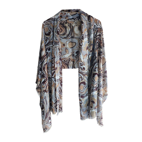 Women's Reversible Silk Viscose Summer Stole, with Fringe Tassels, 185 x 75 cm