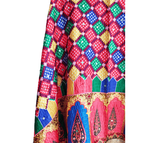 Pakistani Digital Printed Chinnon Multicoloured Dupatta With Heavy Mirror Work