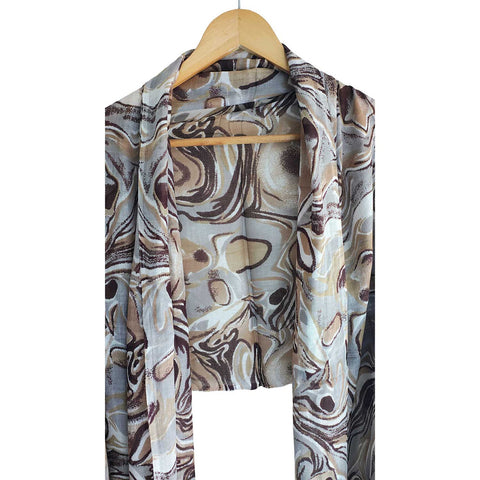 Women's Reversible Silk Viscose Summer Stole, with Fringe Tassels, 185 x 75 cm