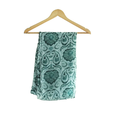 India Scarves Silk Stole, Prints Multi Color, 51 cm Width x 65 cm Length, Lightweight(Green)