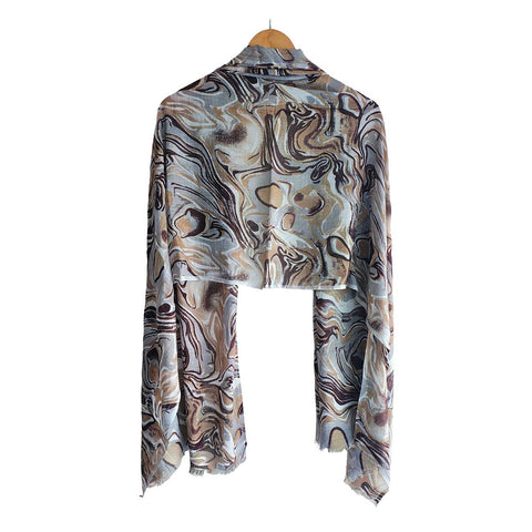 Women's Reversible Silk Viscose Summer Stole, with Fringe Tassels, 185 x 75 cm