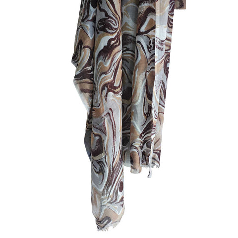 Women's Reversible Silk Viscose Summer Stole, with Fringe Tassels, 185 x 75 cm
