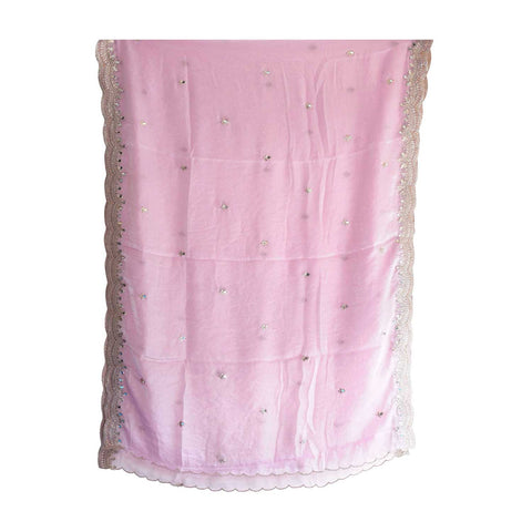 Fendi Fabric Dupatta with Bead Floral Work, Gota Lace Border