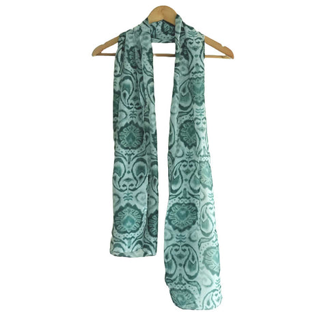 India Scarves Silk Stole, Prints Multi Color, 51 cm Width x 65 cm Length, Lightweight(Green)