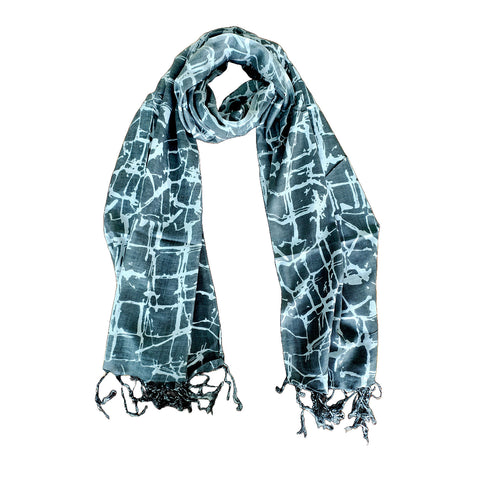 India Scarves Women's Viscose Geoi Design black and white colour Fragrance Stole, 75 Cm x 185 Cm
