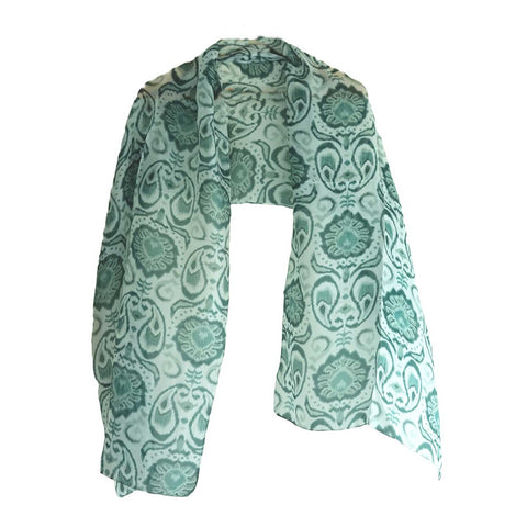 India Scarves Silk Stole, Prints Multi Color, 51 cm Width x 65 cm Length, Lightweight(Green)