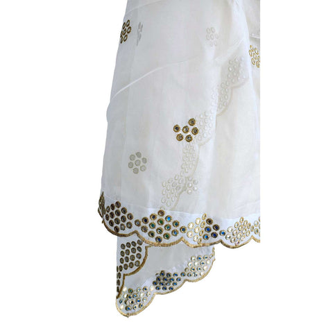 India Scarve's Net Cut Goldan Embroidered Floral Design  Dupatta