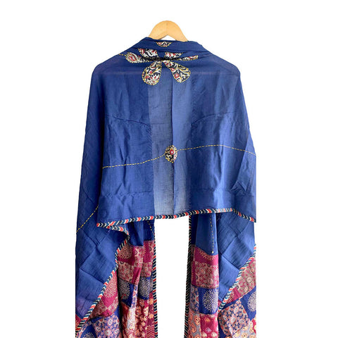 India Scarves Ajrakh Applique Patchwork Cotton Dupatta