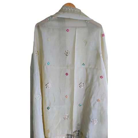 India Scarves Silk Dupatta with Intricate Embroidery