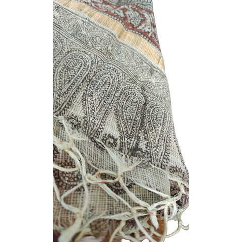 India Scarves Kota Doria Kalamkari Cotton Silk  Blue Colour Floral Dupatta