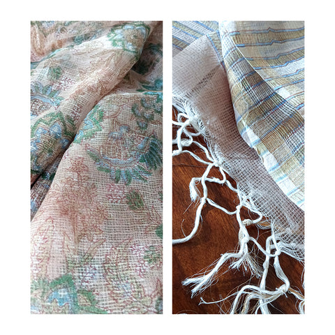 Kota Doria Hand Block Printed Duptta