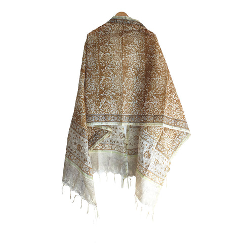 Chanderi Kalamkari Hand Block Printed Duptta