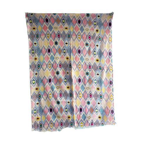 India Scarves Women's Viscose Geoi Design Beige,Green,white and green colour Fragrance Stole, 75 Cm x 185 Cm