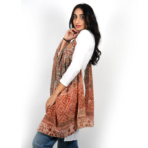 Indian Scarves Women's Kalamkari cotton stole Size  55x194 cm