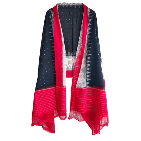 Eternal Beauty Handwoven Pochampally Ikat Silk Dupatta with Zari Elegance