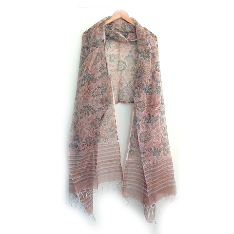 Kota Doria Hand Block Printed Duptta