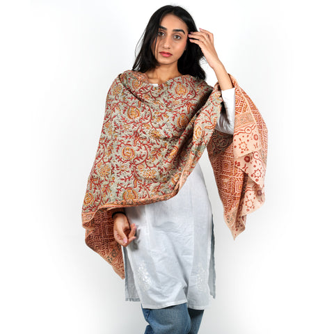 Indian Scarves Women's Kalamkari cotton stole Size  55x194 cm