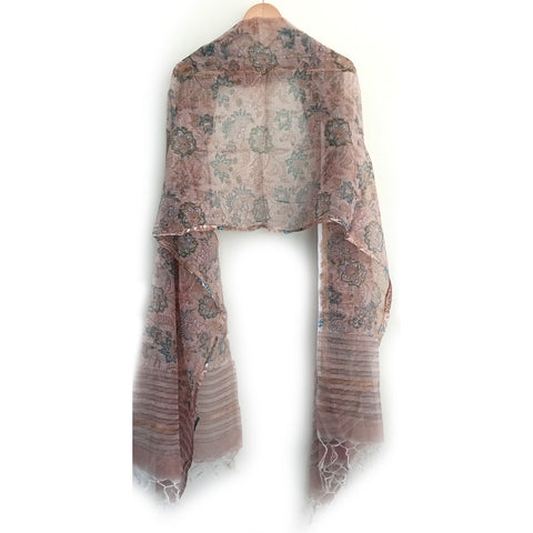 Kota Doria Hand Block Printed Duptta