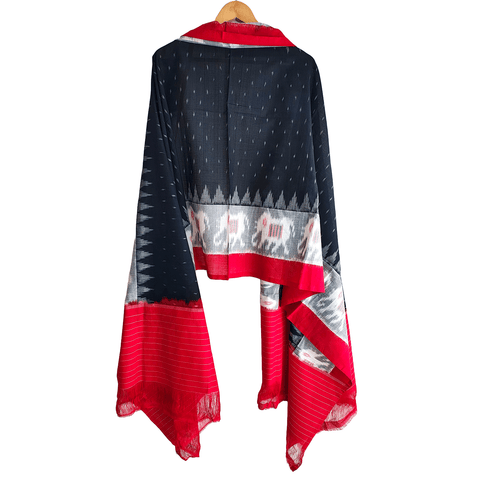 Eternal Beauty Handwoven Pochampally Ikat Silk Dupatta with Zari Elegance