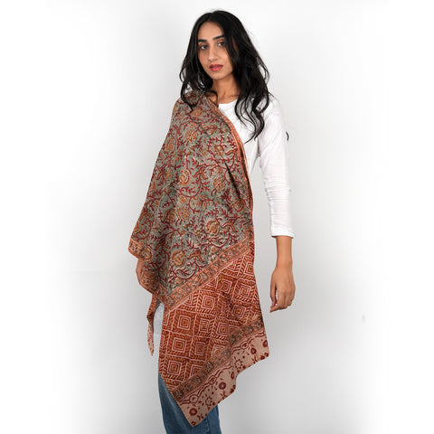 Indian Scarves Women's Kalamkari cotton stole Size  55x194 cm