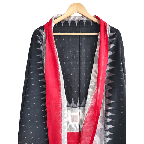 Eternal Beauty Handwoven Pochampally Ikat Silk Dupatta with Zari Elegance