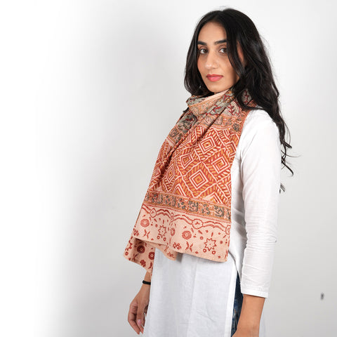 Indian Scarves Women's Kalamkari cotton stole Size  55x194 cm