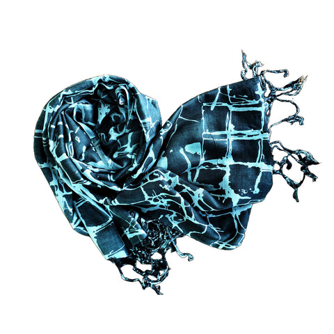 India Scarves Women's Viscose Geoi Design black and white colour Fragrance Stole, 75 Cm x 185 Cm