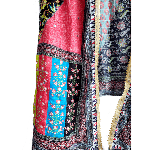 Pakistani Digital Printed Chinnon Multicoloured Dupatta With Heavy Mirror Work