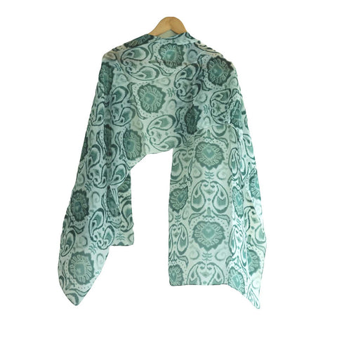 India Scarves Silk Stole, Prints Multi Color, 51 cm Width x 65 cm Length, Lightweight(Green)