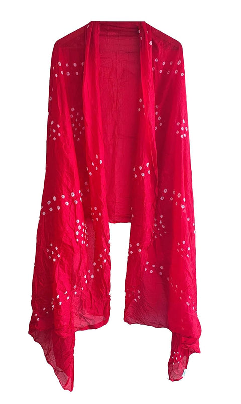 Multicolor Tie-Dye SIlk Dupatta, Handcrafted Bandhani Style, Ethnic Scarf
