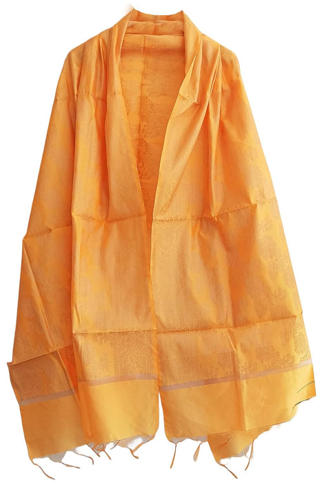 The Women's Art Silk Woven Banarasi Jacquard Dupatta(Yellow)