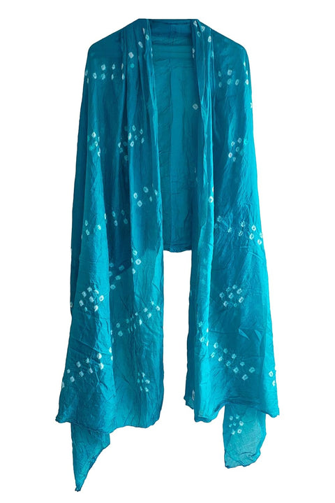 Multicolor Tie-Dye SIlk Dupatta, Handcrafted Bandhani Style, Ethnic Scarf
