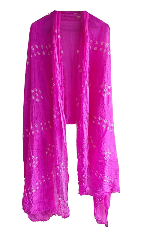 Multicolor Tie-Dye SIlk Dupatta, Handcrafted Bandhani Style, Ethnic Scarf