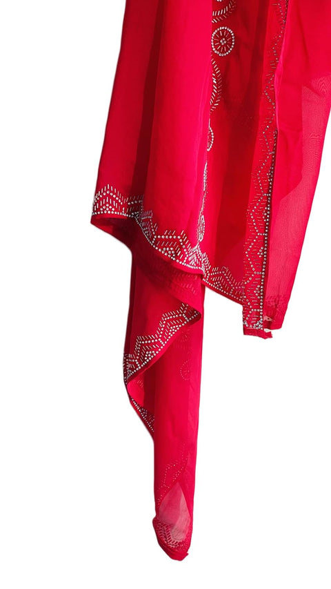 INDISA SCARVE'S FENDI Cut Beads Dupatta, Navy Blue, Embroidered Border, Lightweight Sheer Fabric, Traditional Indian Scarf