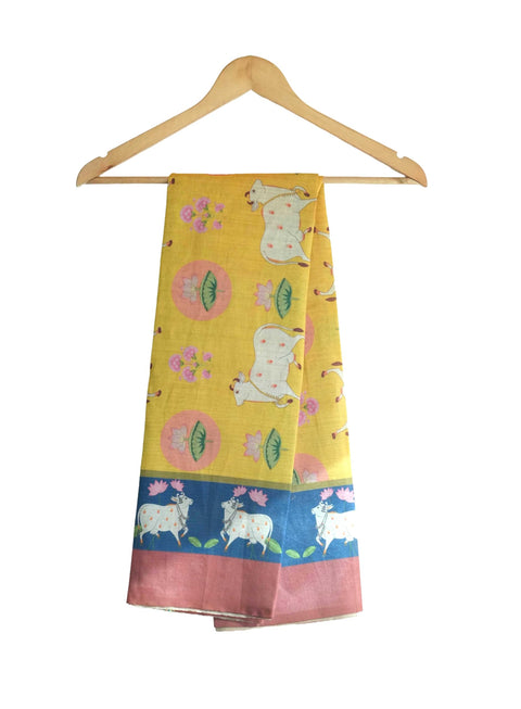 Assam Silk Traditional Dupatta with Multicolor Multi moti Motif | Ethnic Printed Cotton Dupatta with Tassels