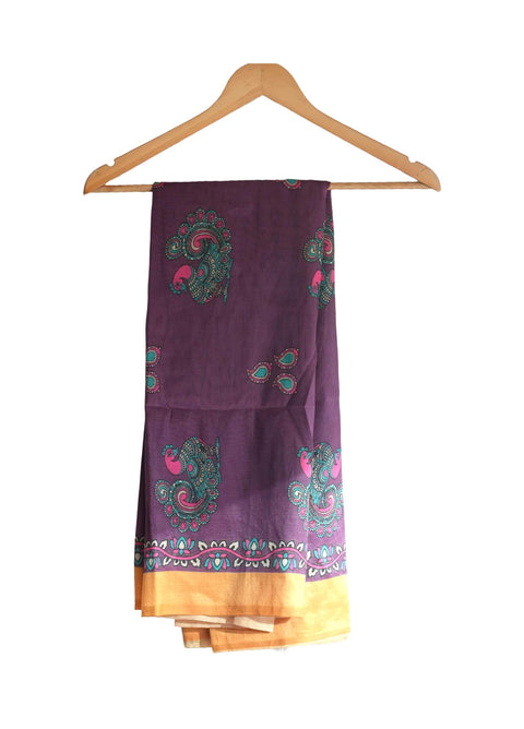 Assam Silk Traditional Dupatta with Multicolor Multi moti Motif | Ethnic Printed Cotton Dupatta with Tassels