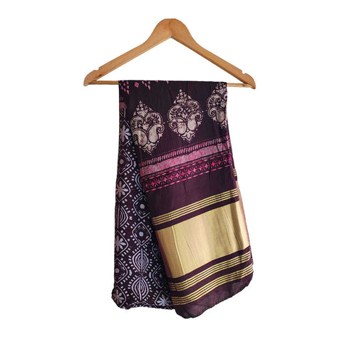 India Scarves Semi Gaji Silk Bandhani Dupatta(Purple)